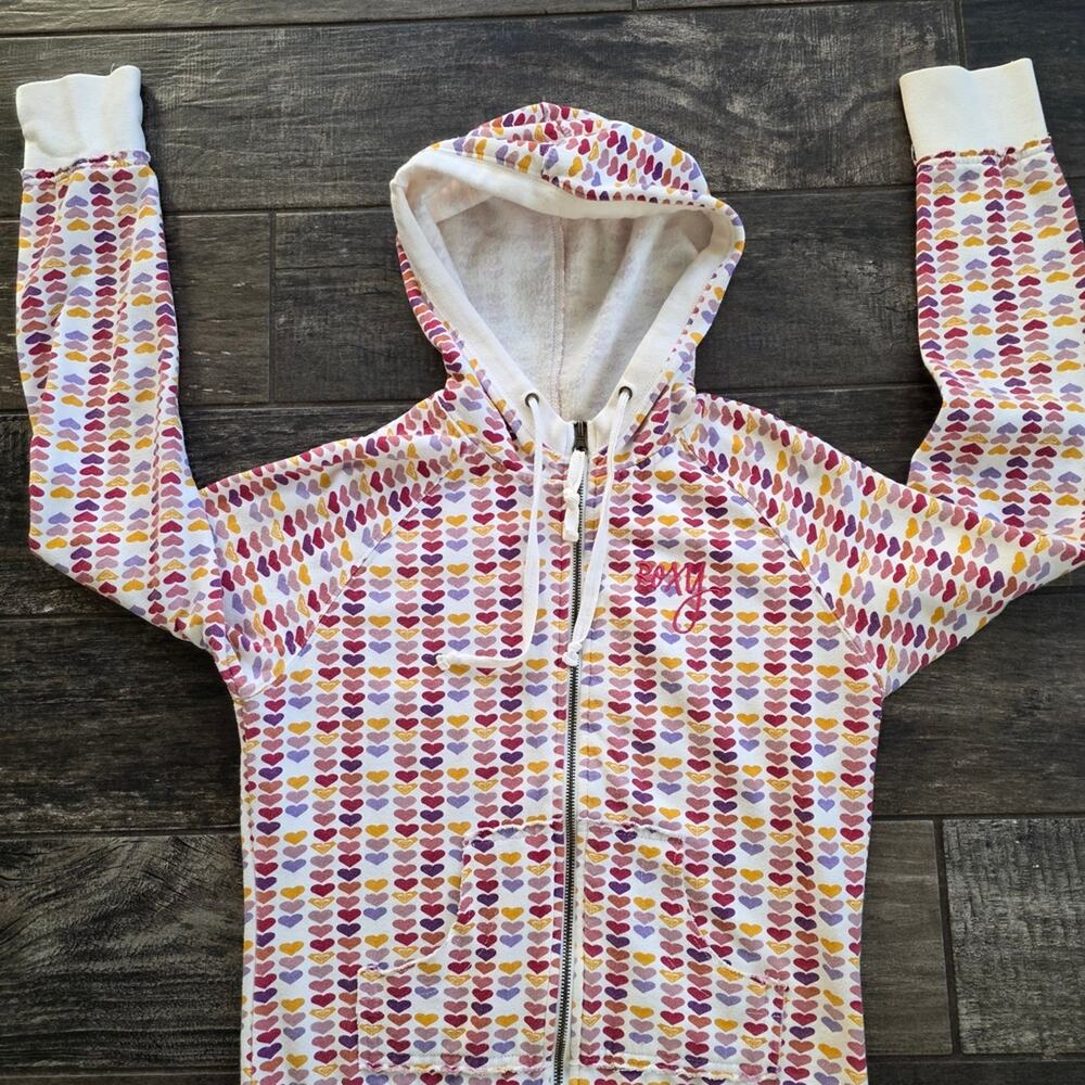 Roxy Multicolor Heart Zip Up Jacket Medium